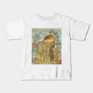 Pre-Raphaelite Girl 2 (Blue) Kids T-Shirt